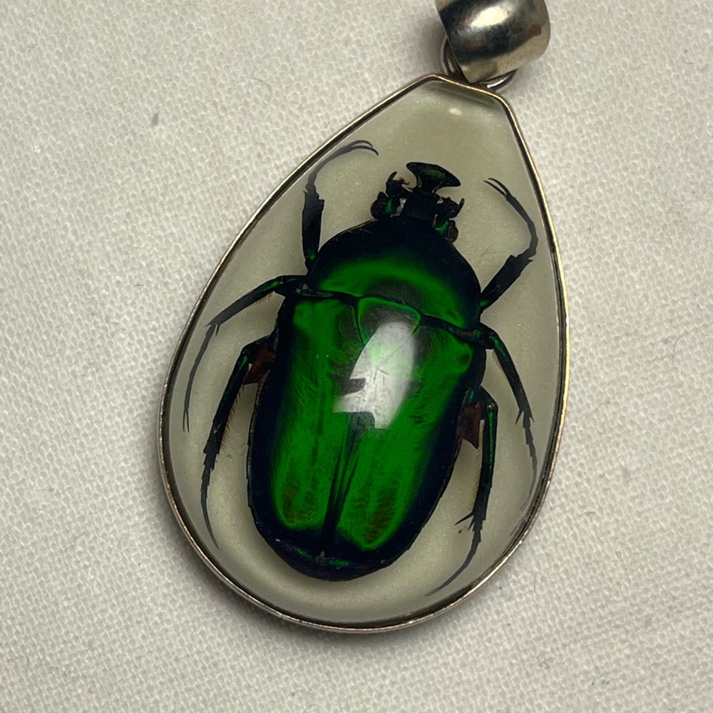 Emerald Beetle Teardrop Pendant